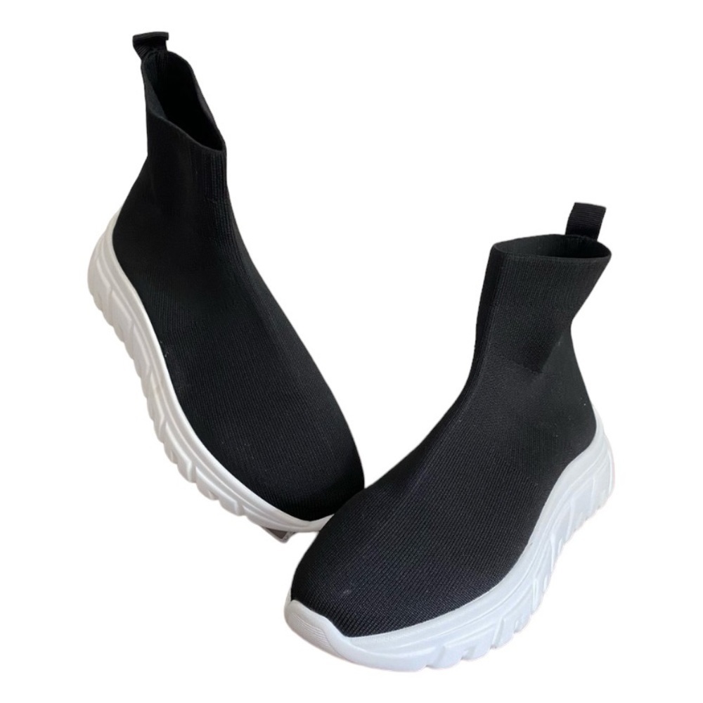 EXE WEX48 Black Ankle High Stretch Sock Sneaker Size 40 / 8.5 New